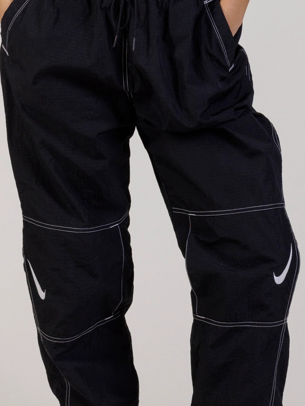 Nike Black Track Pants with White Swoosh